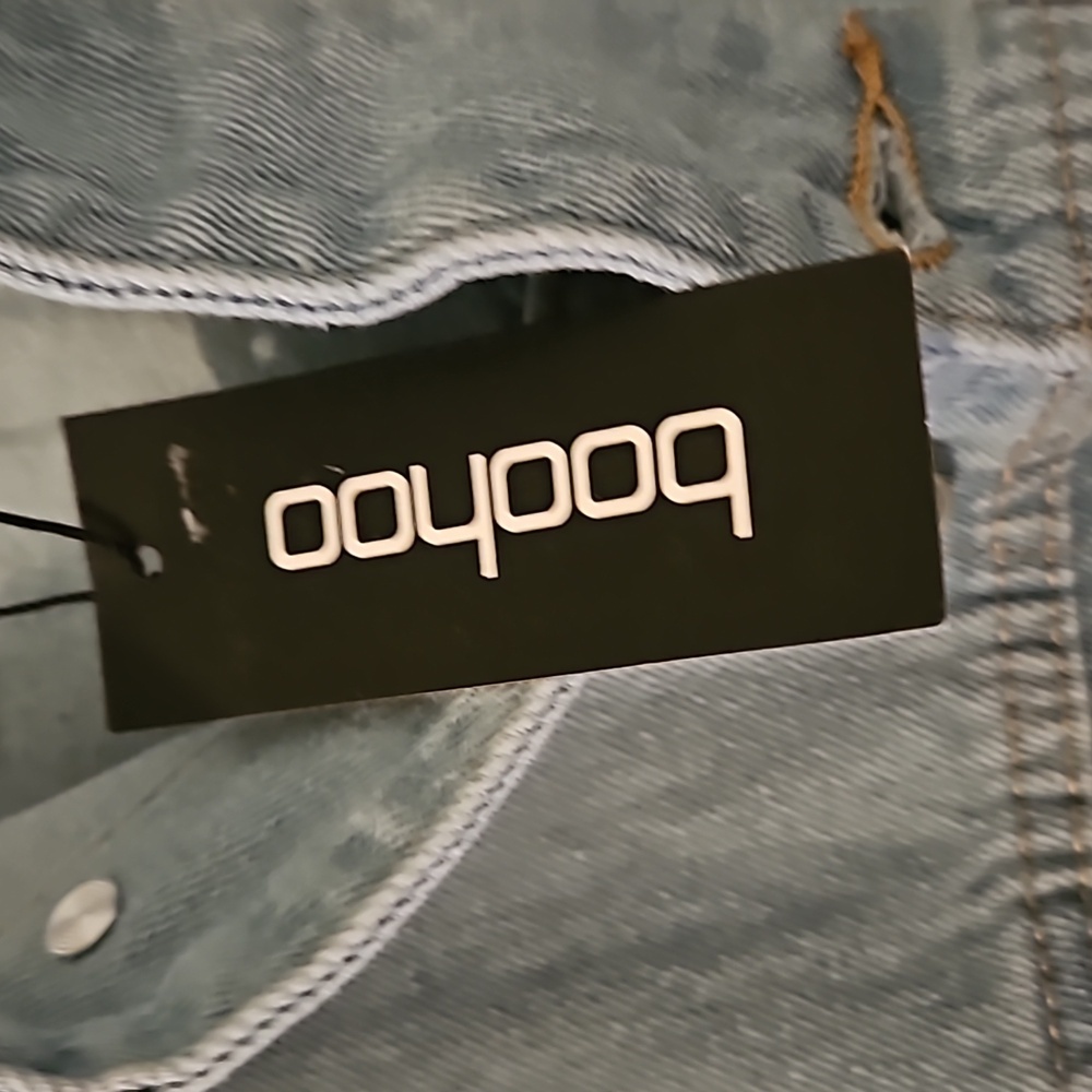 NWT Boohoo Plus jean jacket with lace Cut Outs Sz. 24 - Picture 8 of 9